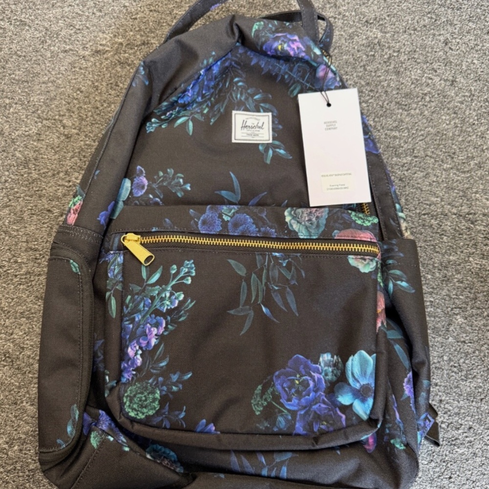 Herschel Supply NOVA Black Floral BACKPACK NEW WITH TAGS with computer shell